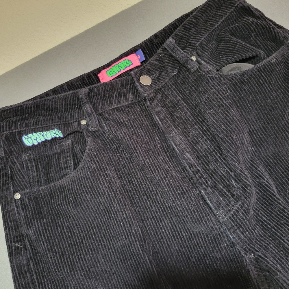 Y2K Empyre Black Corduroy Loose Fit Skate Pants Womens Size 9 Baggy Streetwear